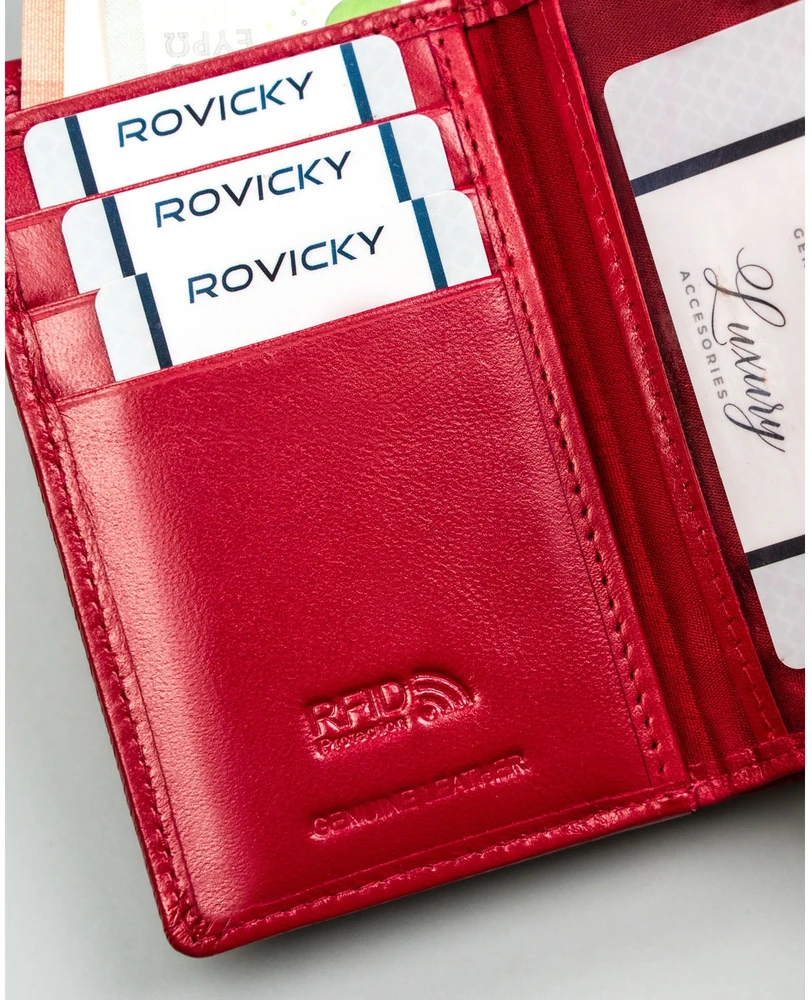 Rožinė odinė moteriška piniginė Rovicky X47