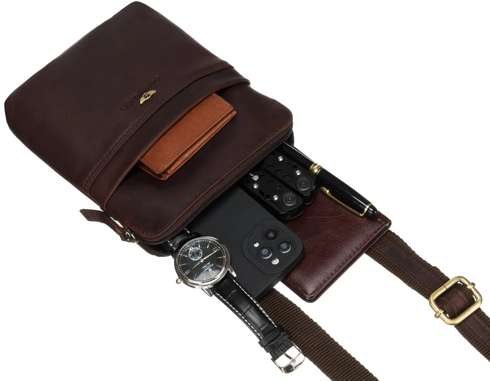 Ruda odinė rankinė PTN W896
