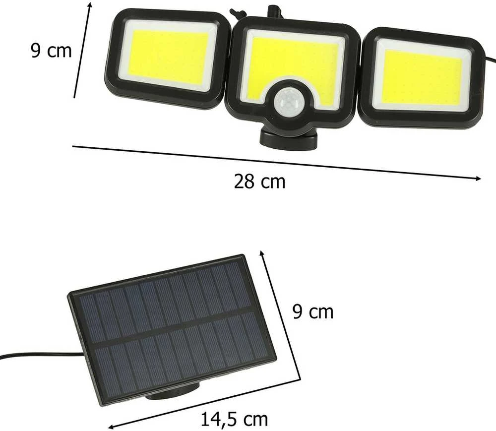 Saulės LED lempa su judesio ir prieblandos jutikliu