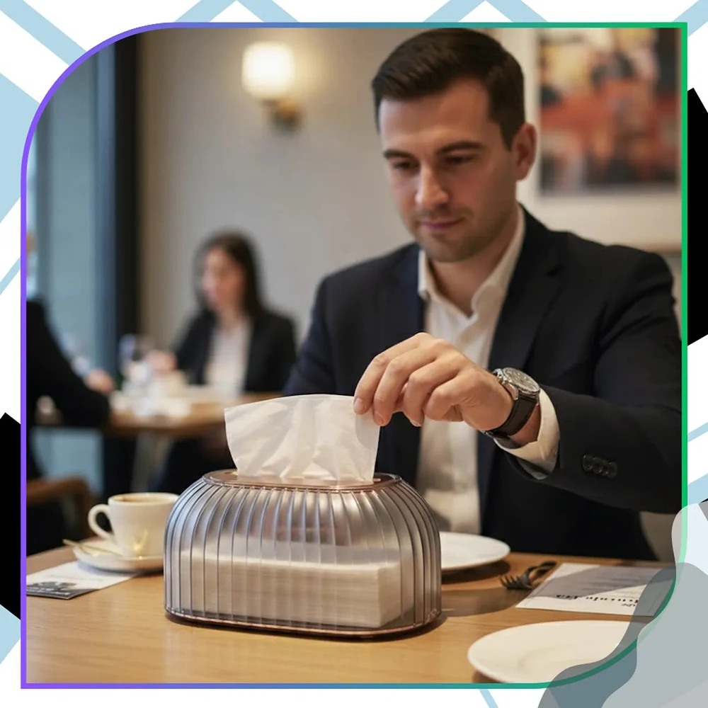 Servetėlių dėžutė dūminė juoda PVC, moderni TP186