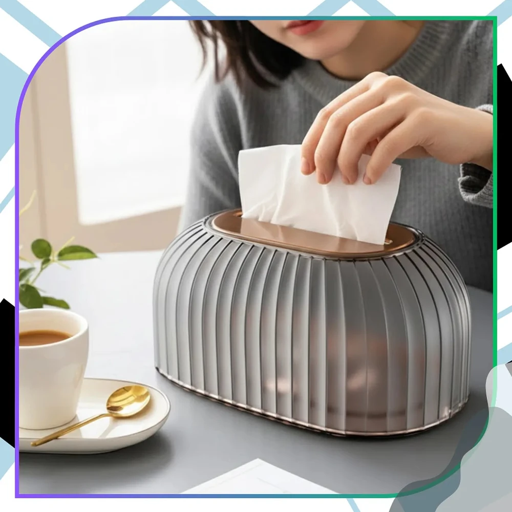 Servetėlių dėžutė dūminė juoda PVC, moderni TP186