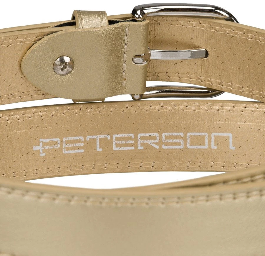 Siauras moteriškas dirbtinės odos diržas Peterson, smėlio spalvos D37138