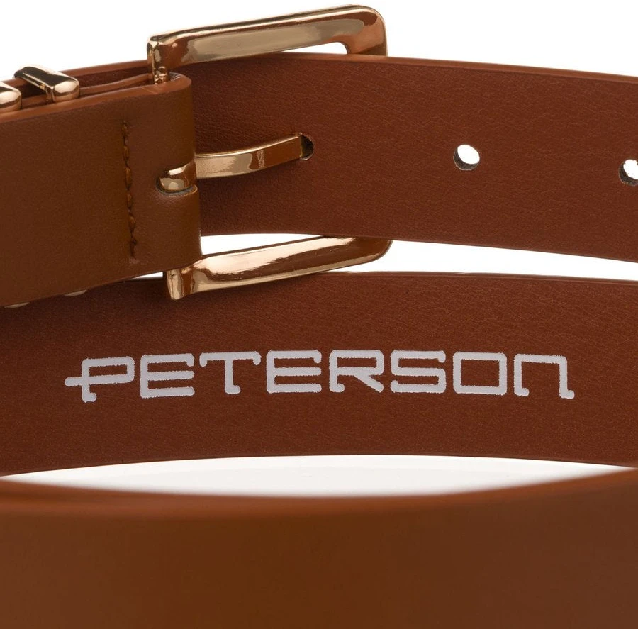 Siauras moteriškas dirbtinės odos diržas Peterson, šviesiai rudas D36103