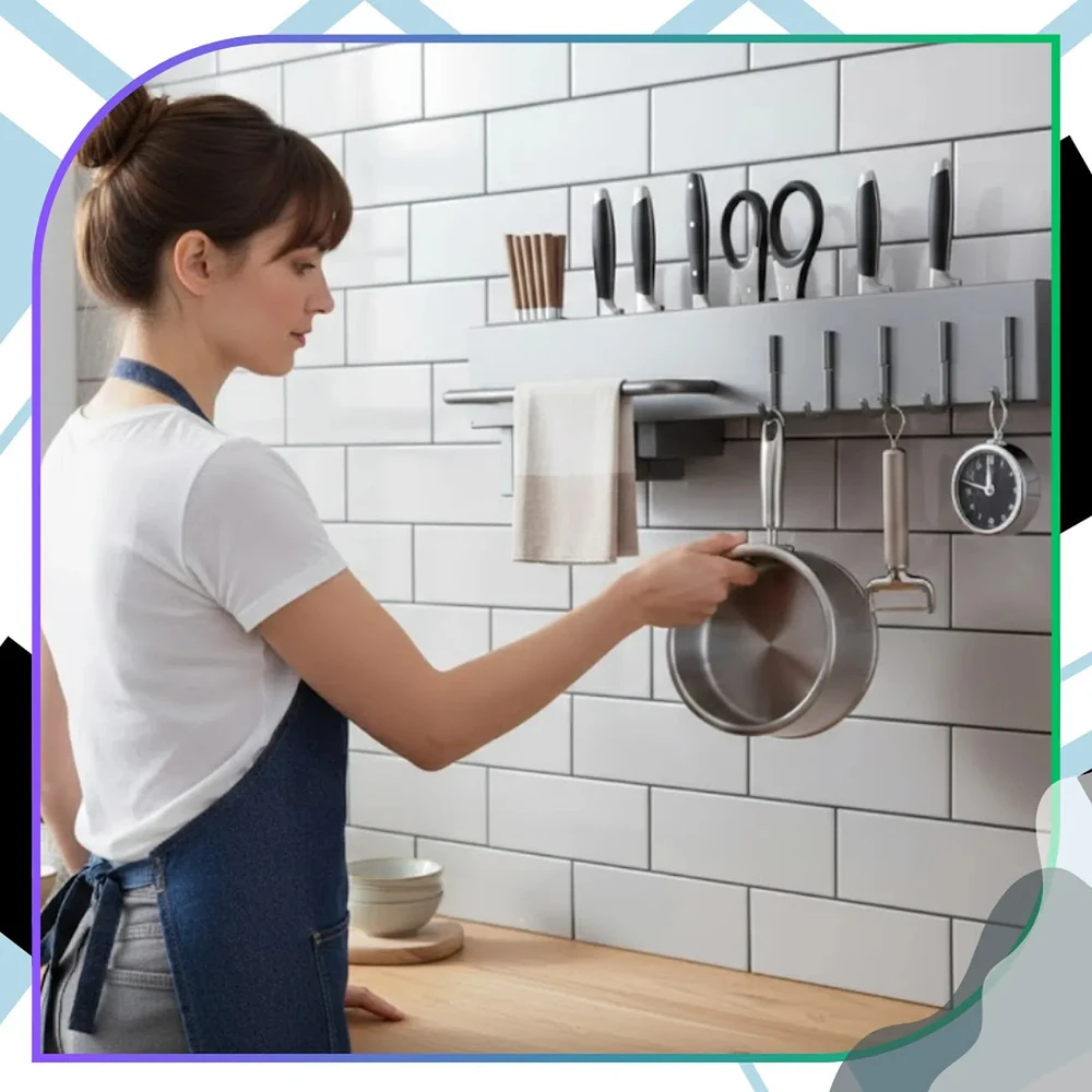 Sieninis virtuvės laikiklis peiliams 40 cm pilkas TP171