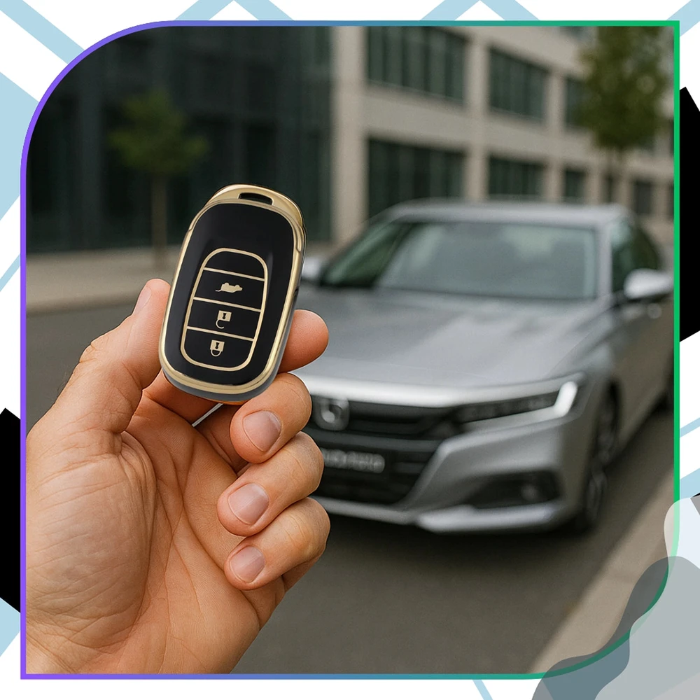 Silikoninis raktelio dėklas juodai auksinis Honda A127