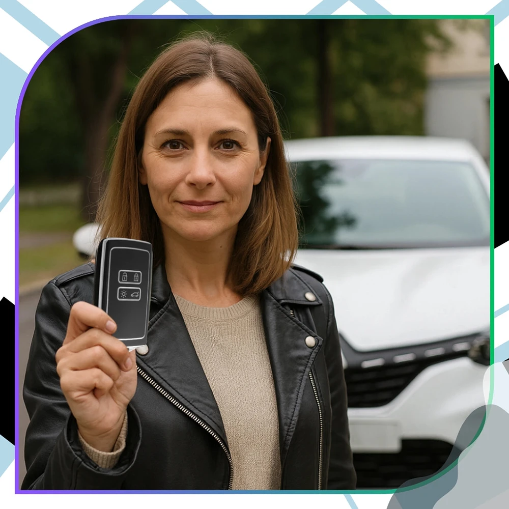 Silikoninis raktelio dėklas juodai sidabrinis Renault A128
