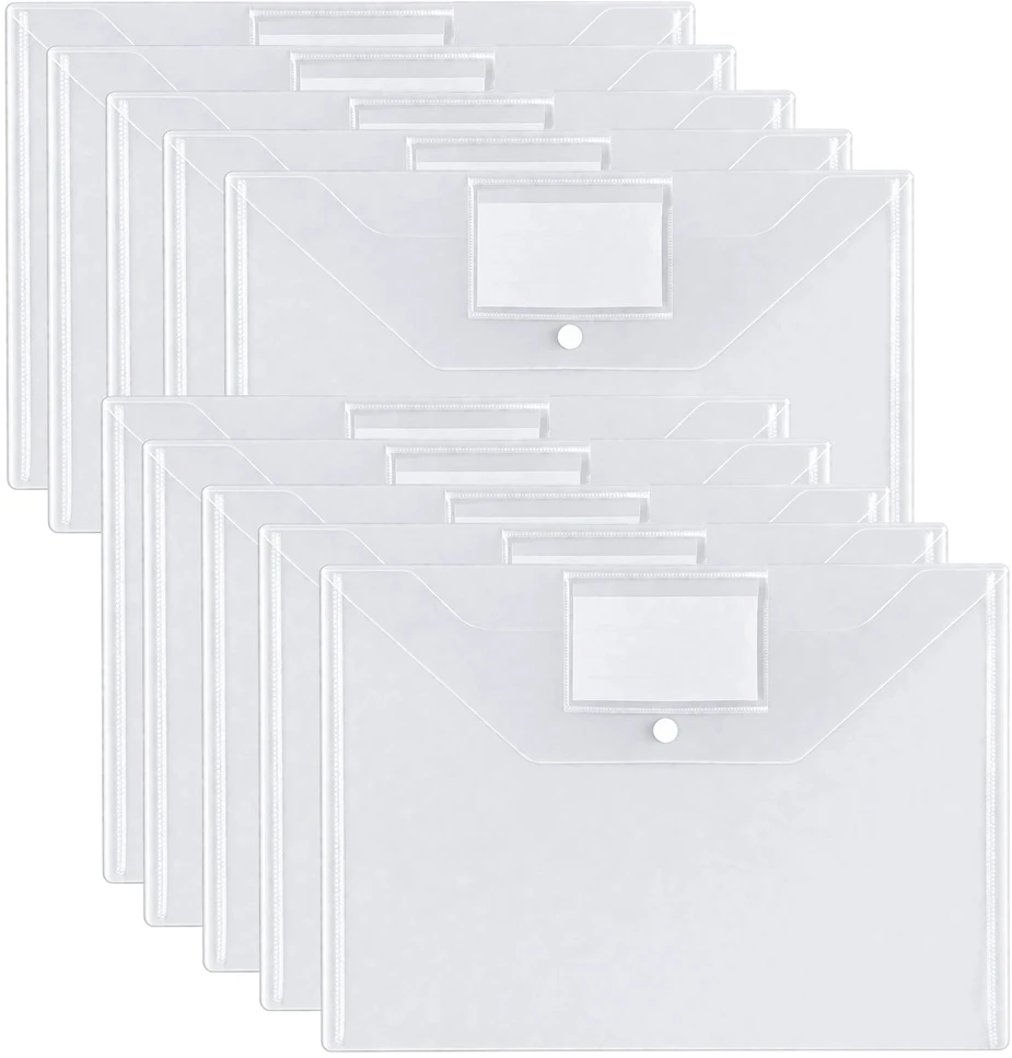 Skaidrūs A4 PVC dokumentų vokai su etikete, 10 vnt. N129