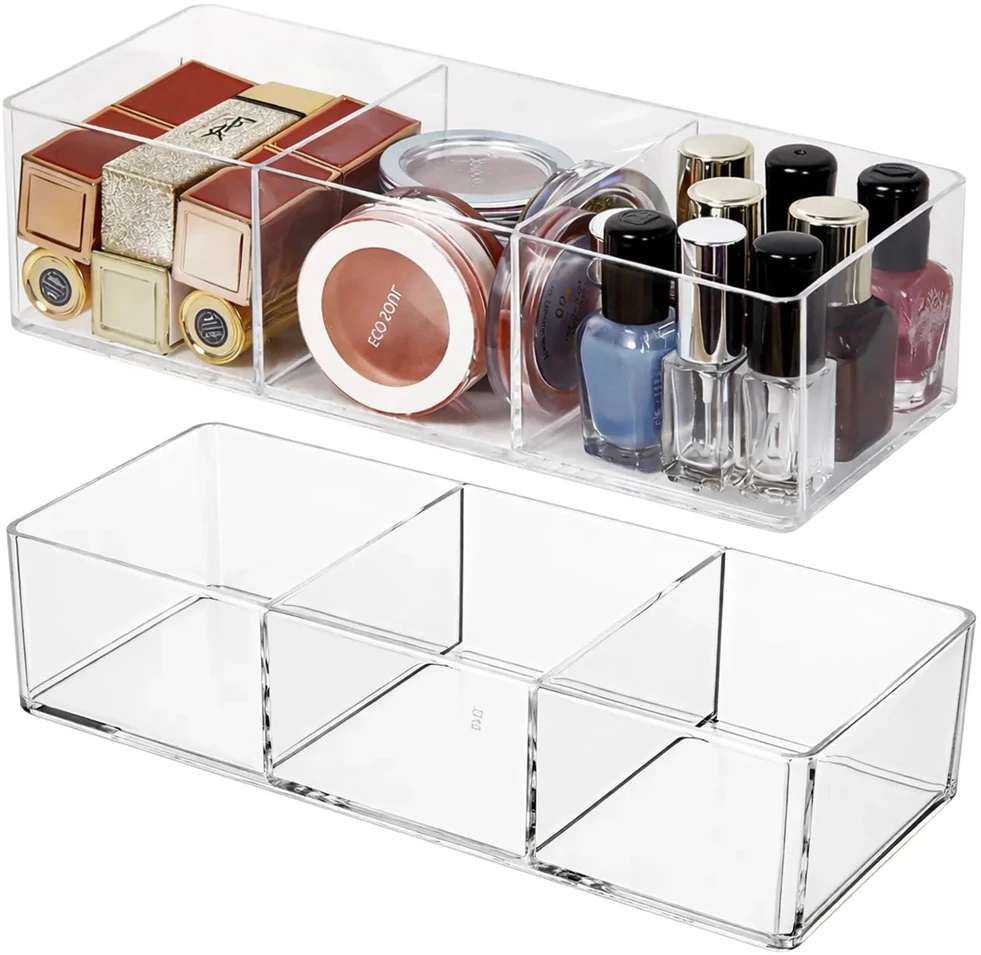 Skaidrus PVC kosmetikos organizatorius, 3 skyriai TP159