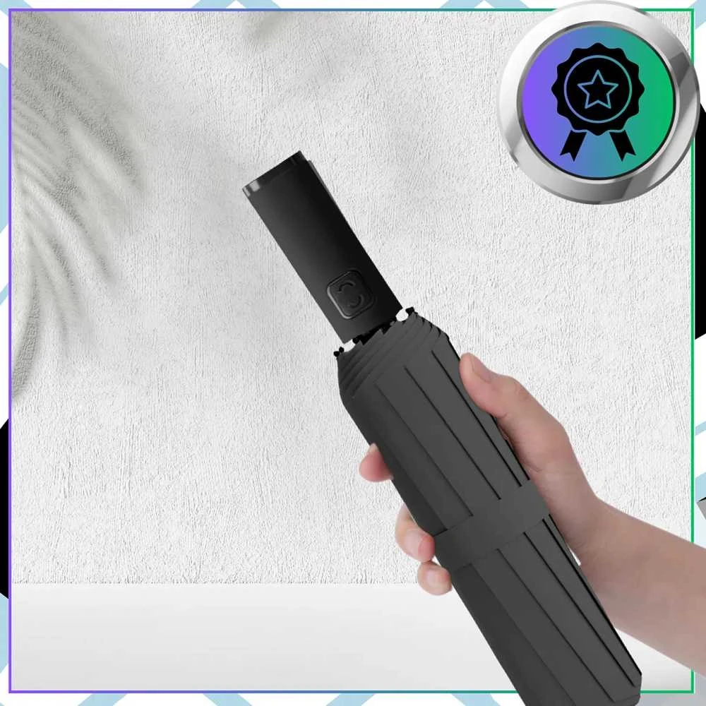 Skėtis juodas automatinis ANTI-UV sulankstomas