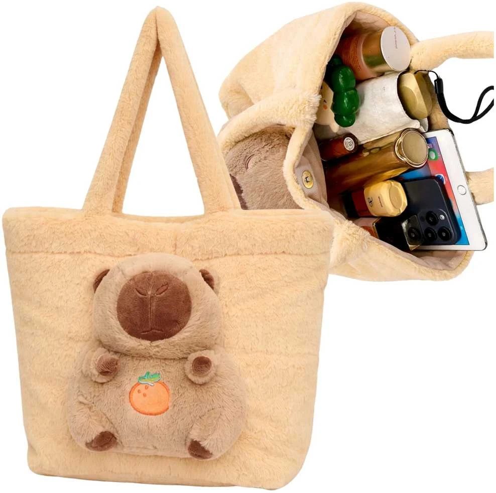 Smėlio pliušinis shopper krepšys Kapibara