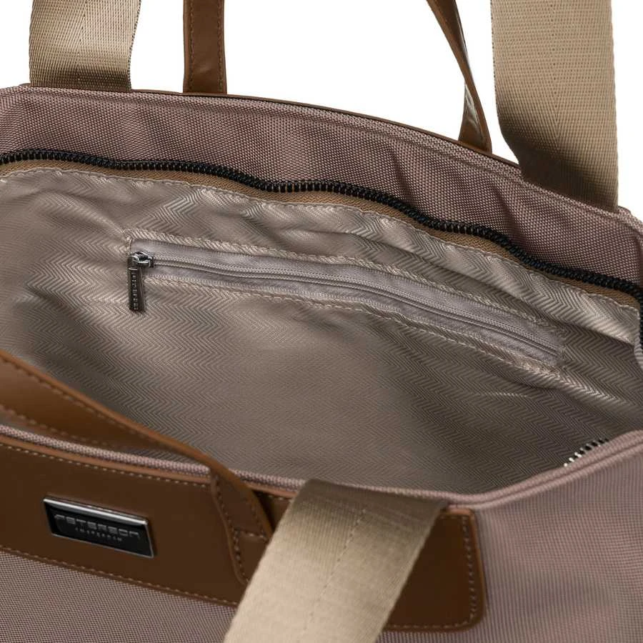 Smėlio spalvos moteriška „Peterson“ shopper rankinė su rankenomis ir nuimamu dirželiu, eko oda