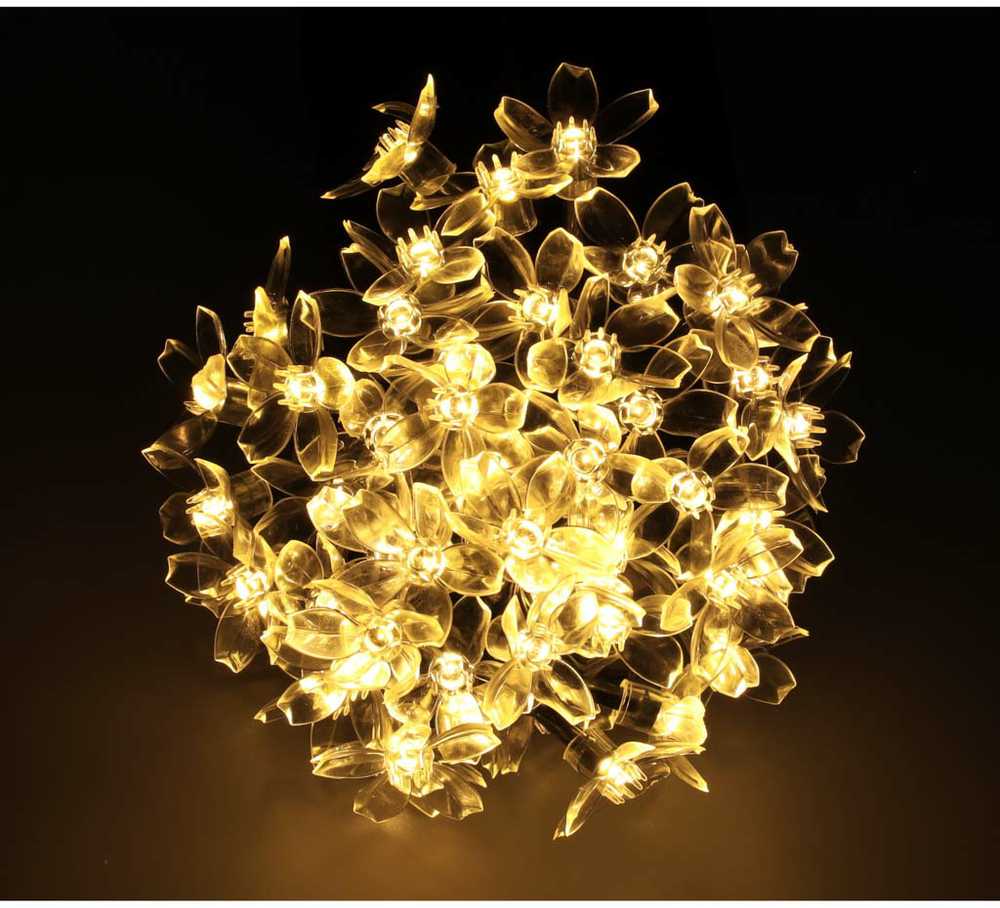 Sodo saulės lemputės gėlės 7m 50LED šiltai baltos