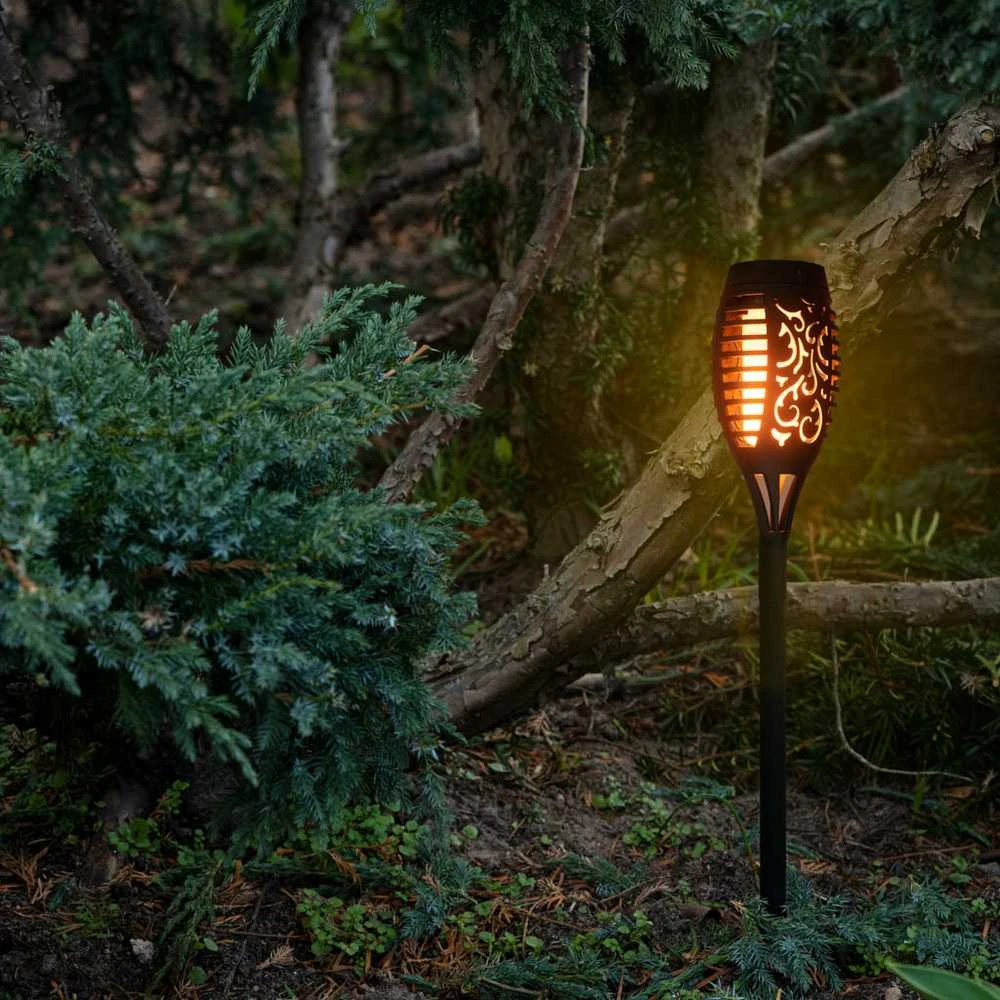 Sodo saulės šviestuvai deglai 12 LED, 4 vnt.