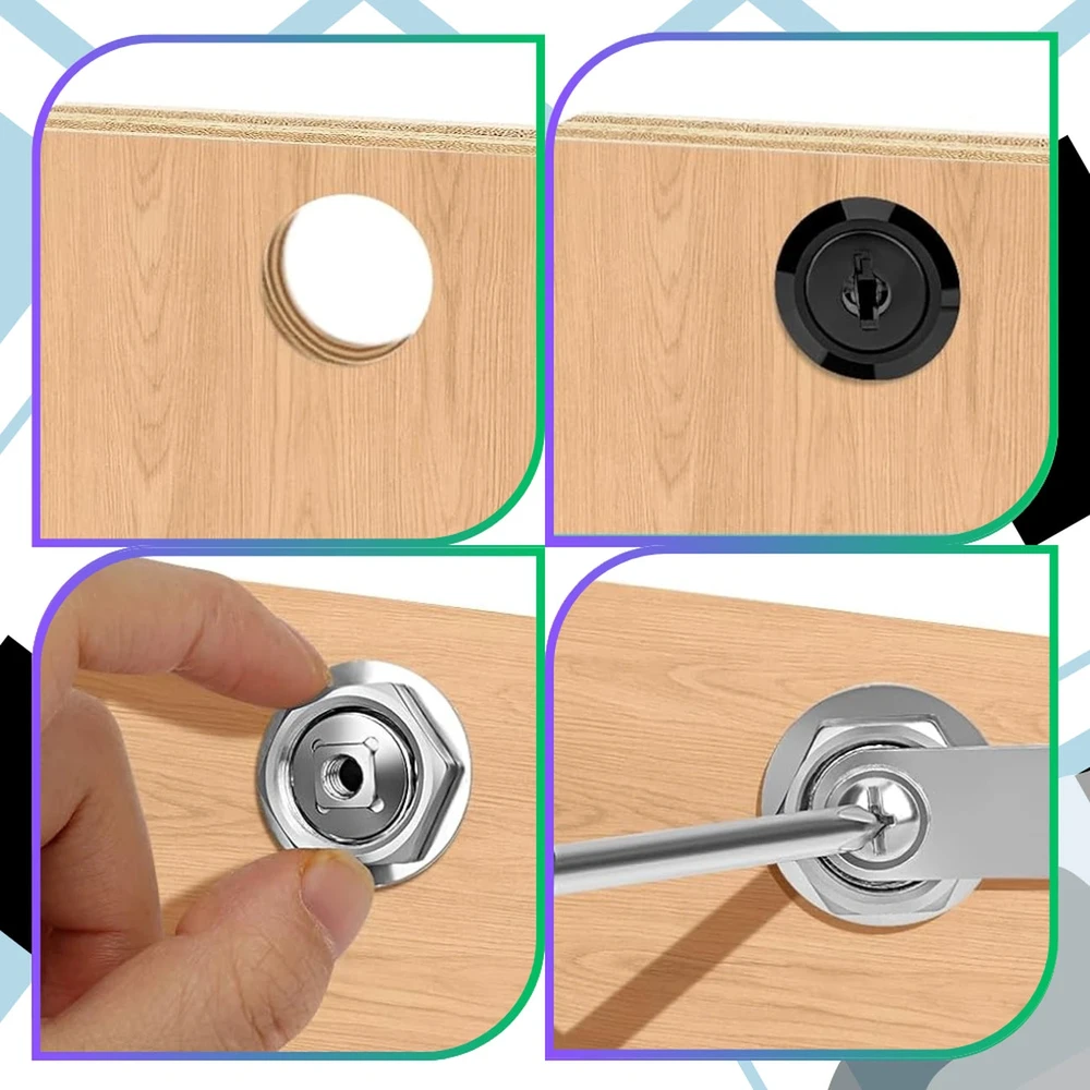 Spintelės užraktas juodas metalinis 20 mm, 2 raktai N171
