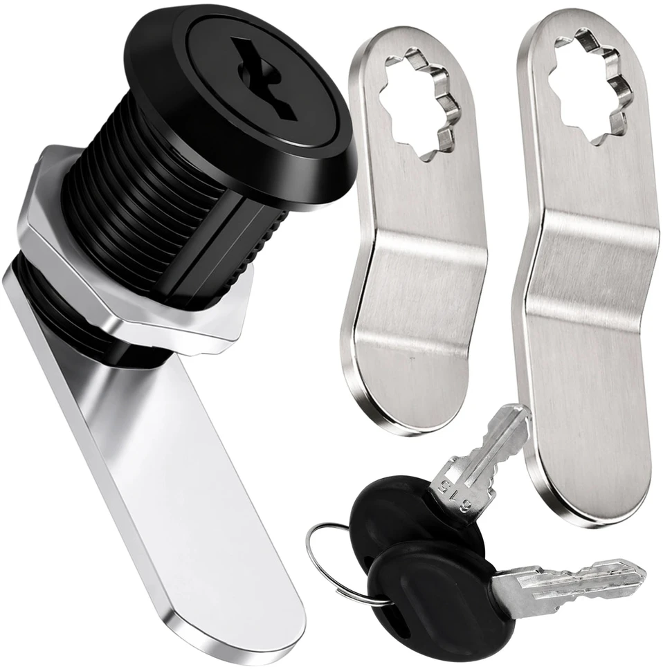Spintelės užraktas juodas metalinis 20 mm, 2 raktai N171
