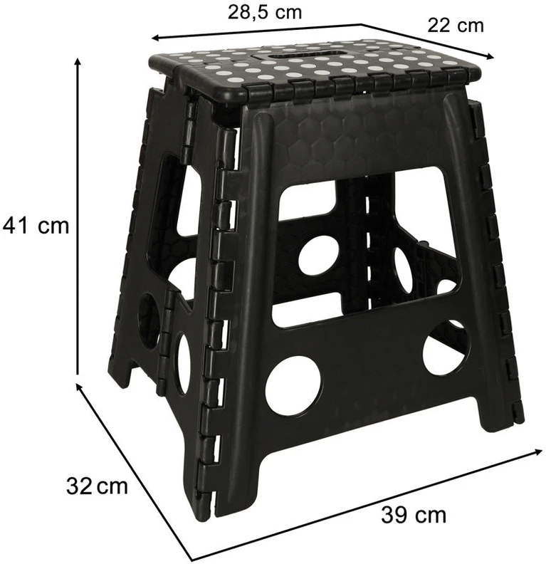 KIK Neslystanti sulankstoma taburetė 39 cm juoda