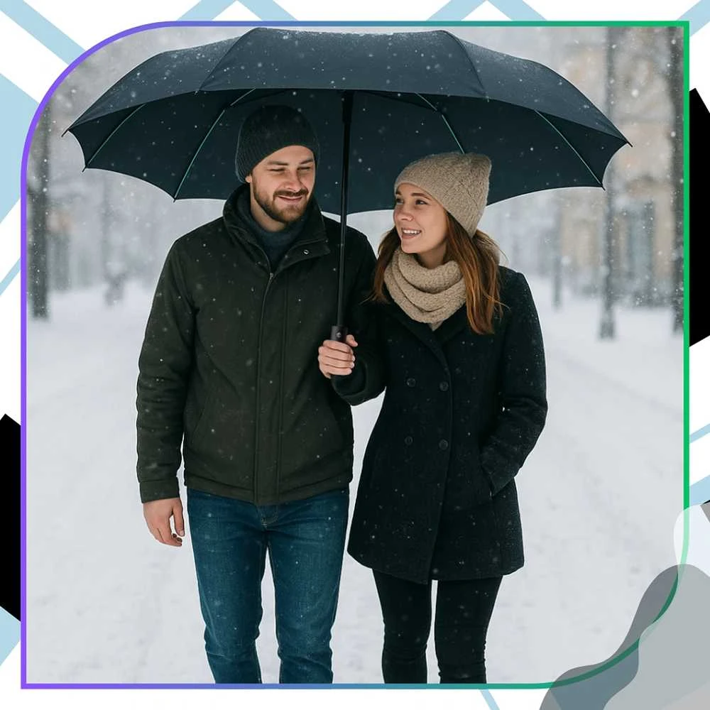 Sulankstomas juodas automatinis skėtis ANTI-UV V1