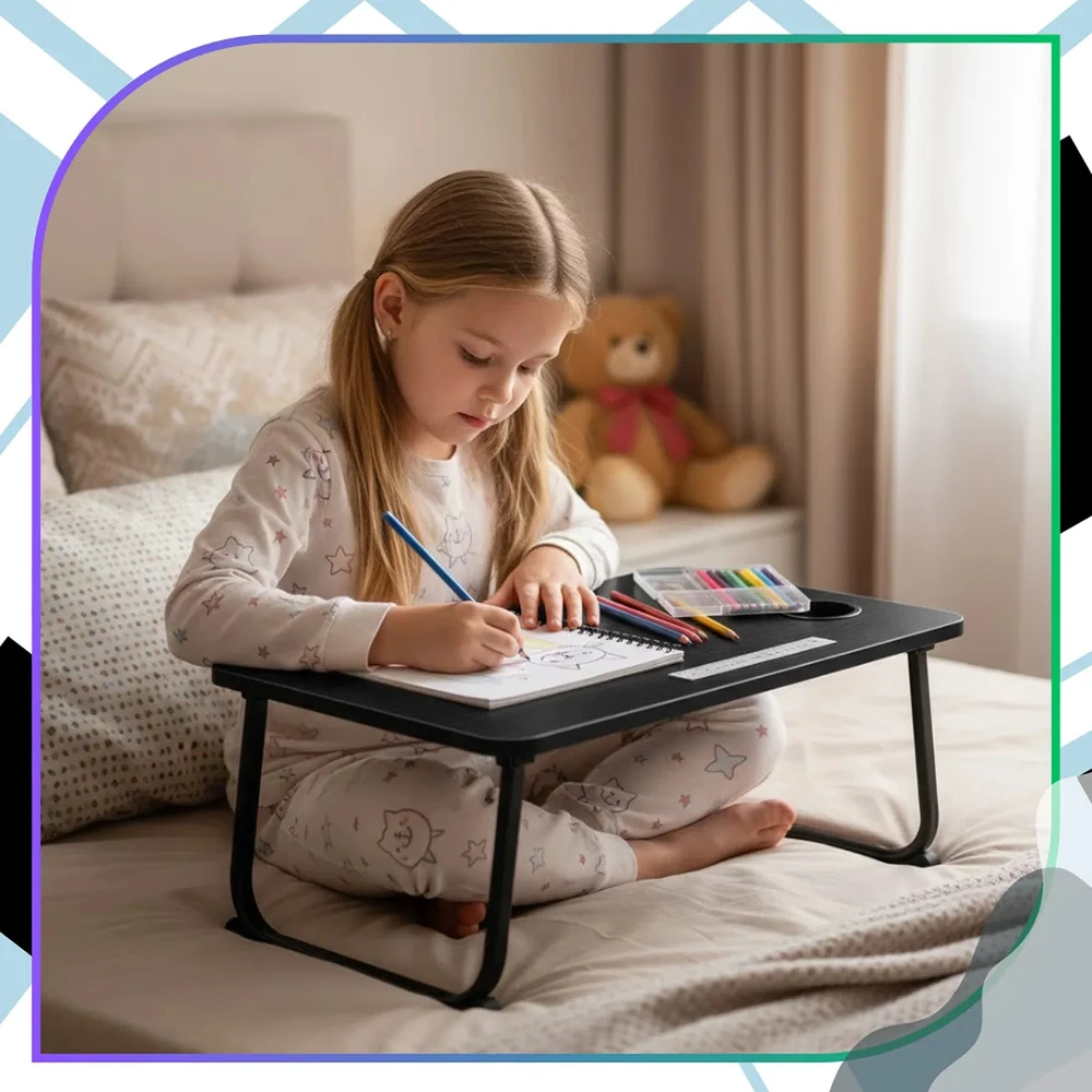 Sulankstomas nešiojamas staliukas laptopui, juodas TP78