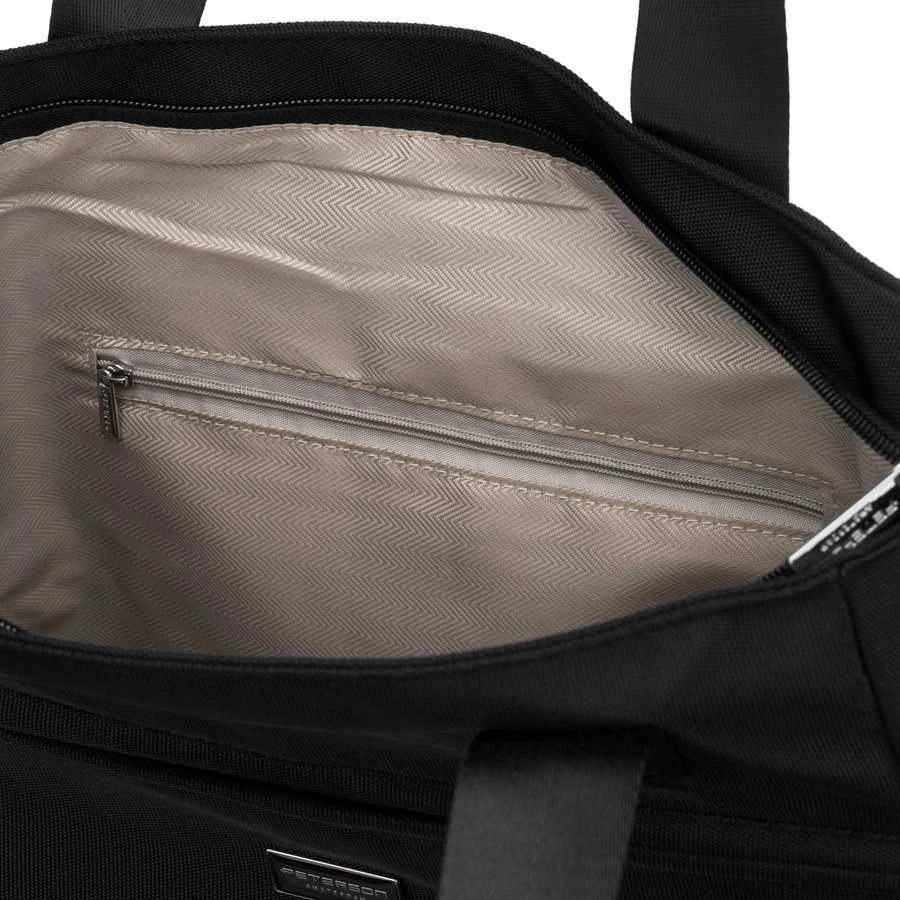 Talpi juoda moteriška „Peterson“ shopper rankinė su rankenomis ir prisegamu dirželiu, iš dirbtinės odos