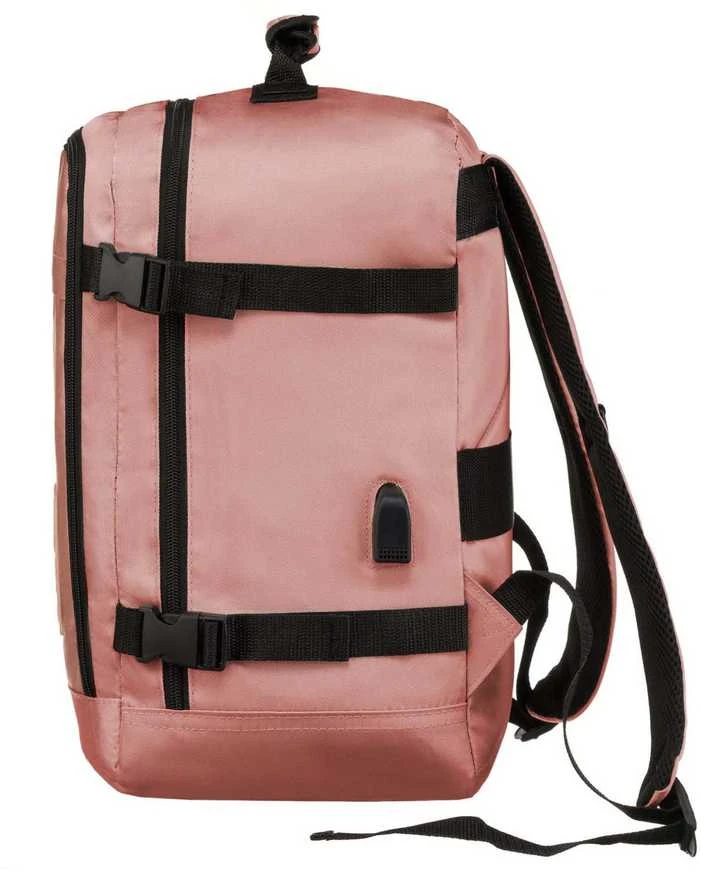 Talpi rožinė kelioninė rankinio bagažo kuprinė „Peterson“ su USB jungtimi K46