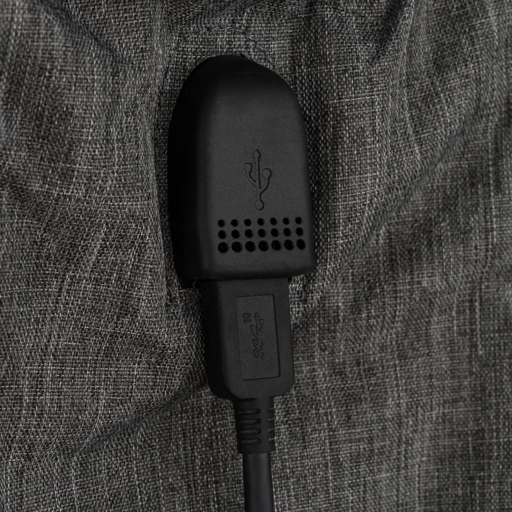 Talpus motinos kuprinė, pagaminta iš poliesterio tamsiai pilkos spalvos, su USB prievadu - Peterson