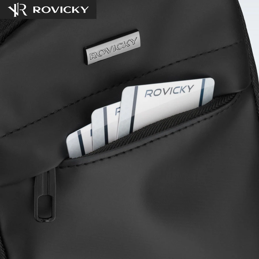 Talpi vyriška per petį nešiojama rankinė „Rovicky“ su USB jungtimi, juoda, iš ekologiškos odos ST84