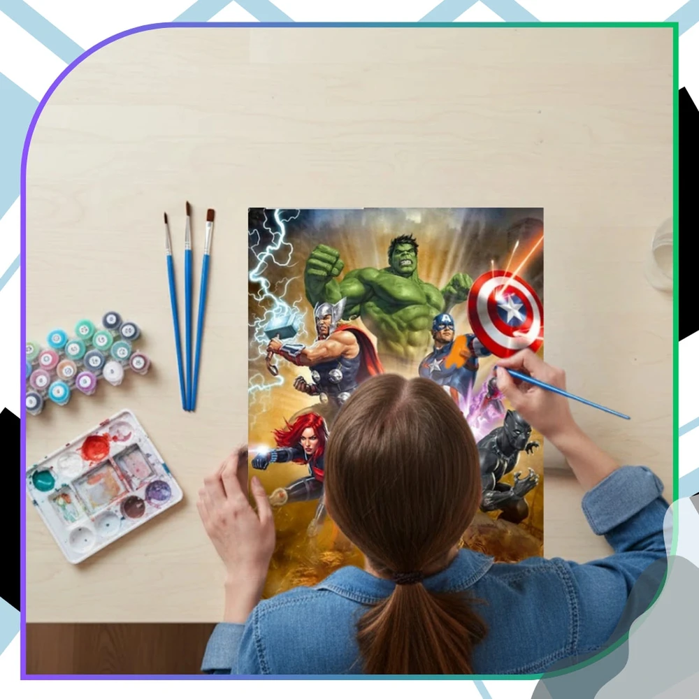 Tapyba pagal numerius su rėmu 40 x 50 cm „Superbohaterowie“ TP23