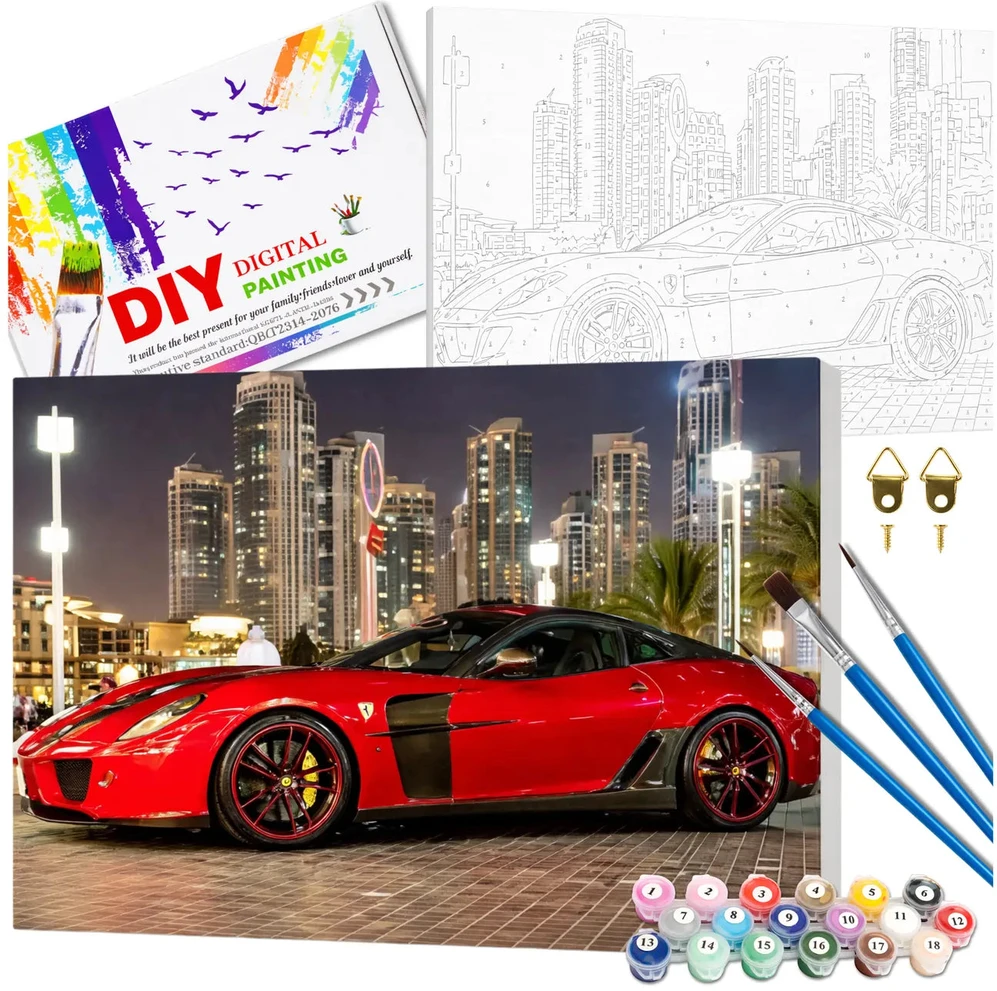 Tapyba pagal numerius su rėmu 40 x 50 cm „Raudona Auto Supercar“ TP12