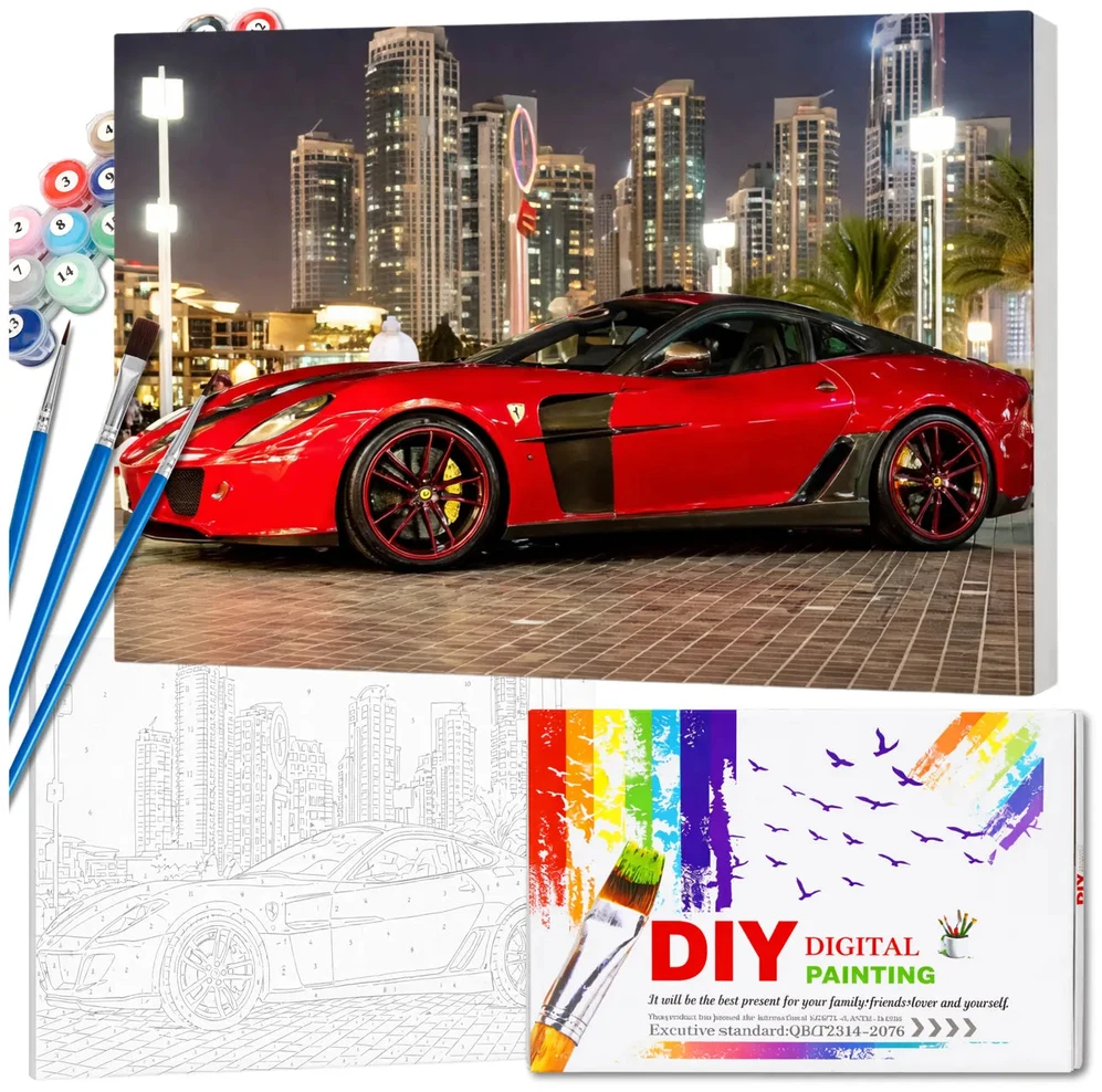 Tapyba pagal numerius su rėmu 40 x 50 cm „Raudona Auto Supercar“ TP12