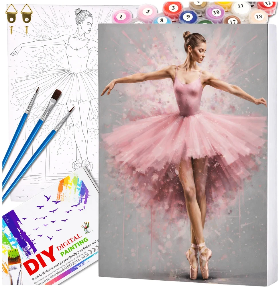 Tapyba pagal numerius su rėmu 40 x 50 cm Baleto šokėja TP56
