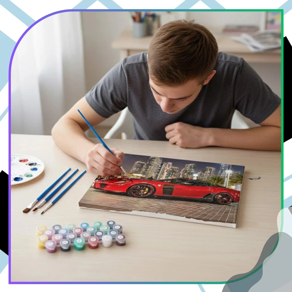 Tapyba pagal numerius su rėmu 40 x 50 cm „Raudona Auto Supercar“ TP12