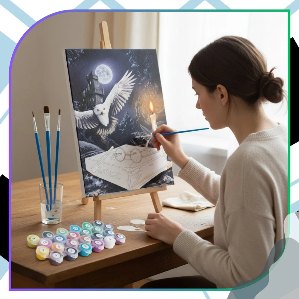 Tapyba pagal numerius su rėmu 40 x 50 cm „Magiška pelėda“ TP27