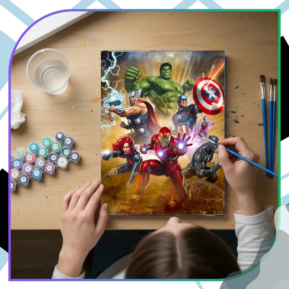 Tapyba pagal numerius su rėmu 40 x 50 cm „Superbohaterowie“ TP23