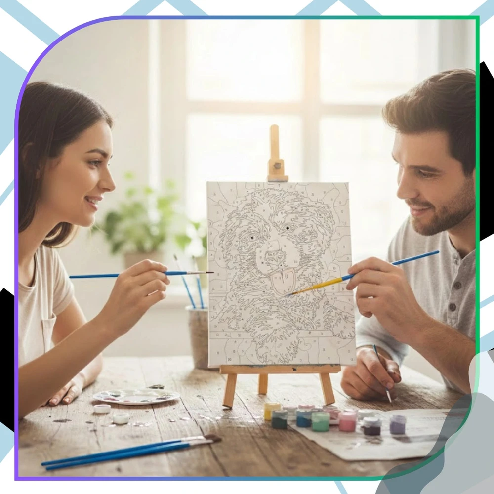 Tapyba pagal numerius su rėmu 40 x 50 cm „Šuniukas“ TP21