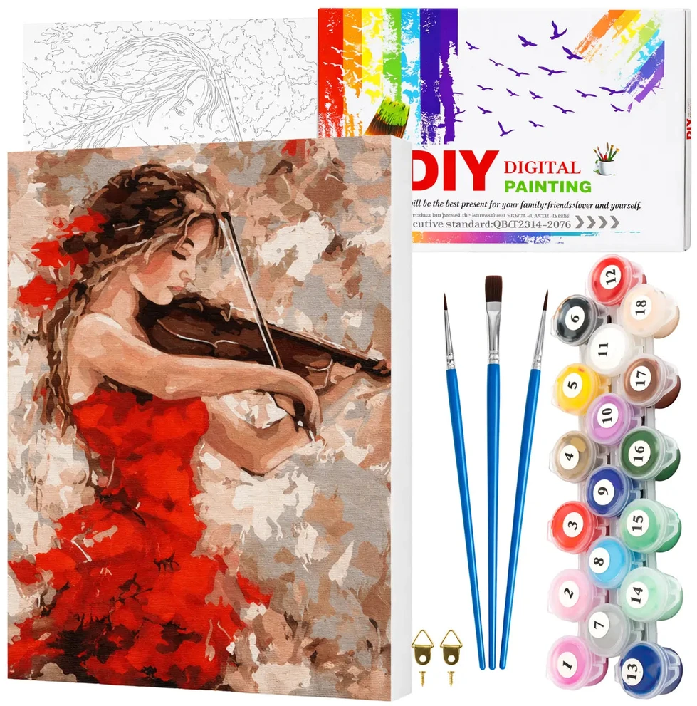 Tapyba pagal numerius su rėmu 40 x 50 cm „Skripininkė“ TP1