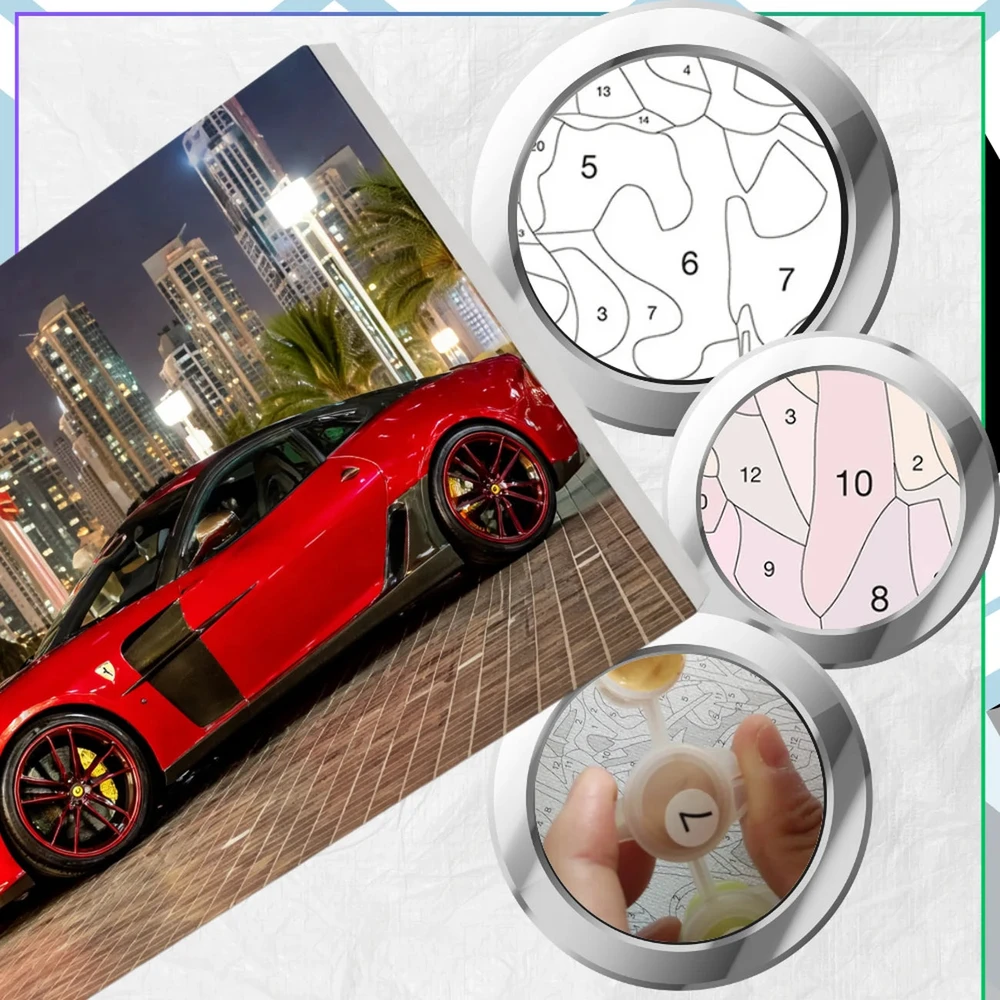 Tapyba pagal numerius su rėmu 40 x 50 cm „Raudona Auto Supercar“ TP12