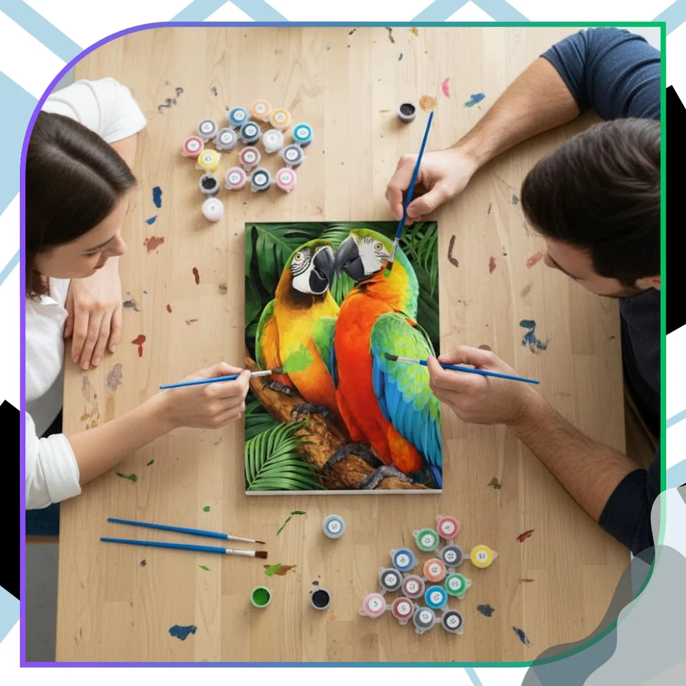 Tapyba pagal numerius su rėmu 40x50 cm „Papūgos“ TP28