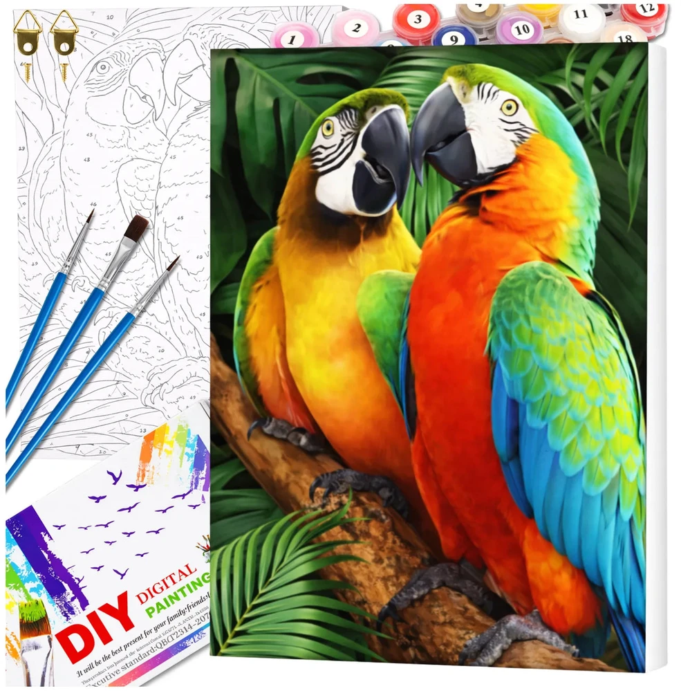 Tapyba pagal numerius su rėmu 40x50 cm „Papūgos“ TP28