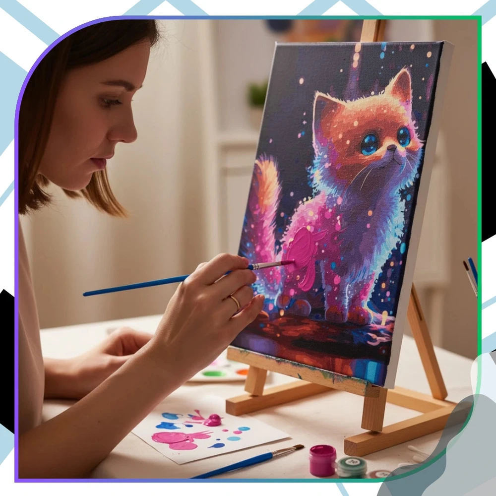 Tapyba pagal numerius su rėmu 40x50 cm „Spalvotas kačiukas“ TP47