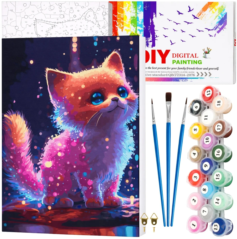 Tapyba pagal numerius su rėmu 40x50 cm „Spalvotas kačiukas“ TP47