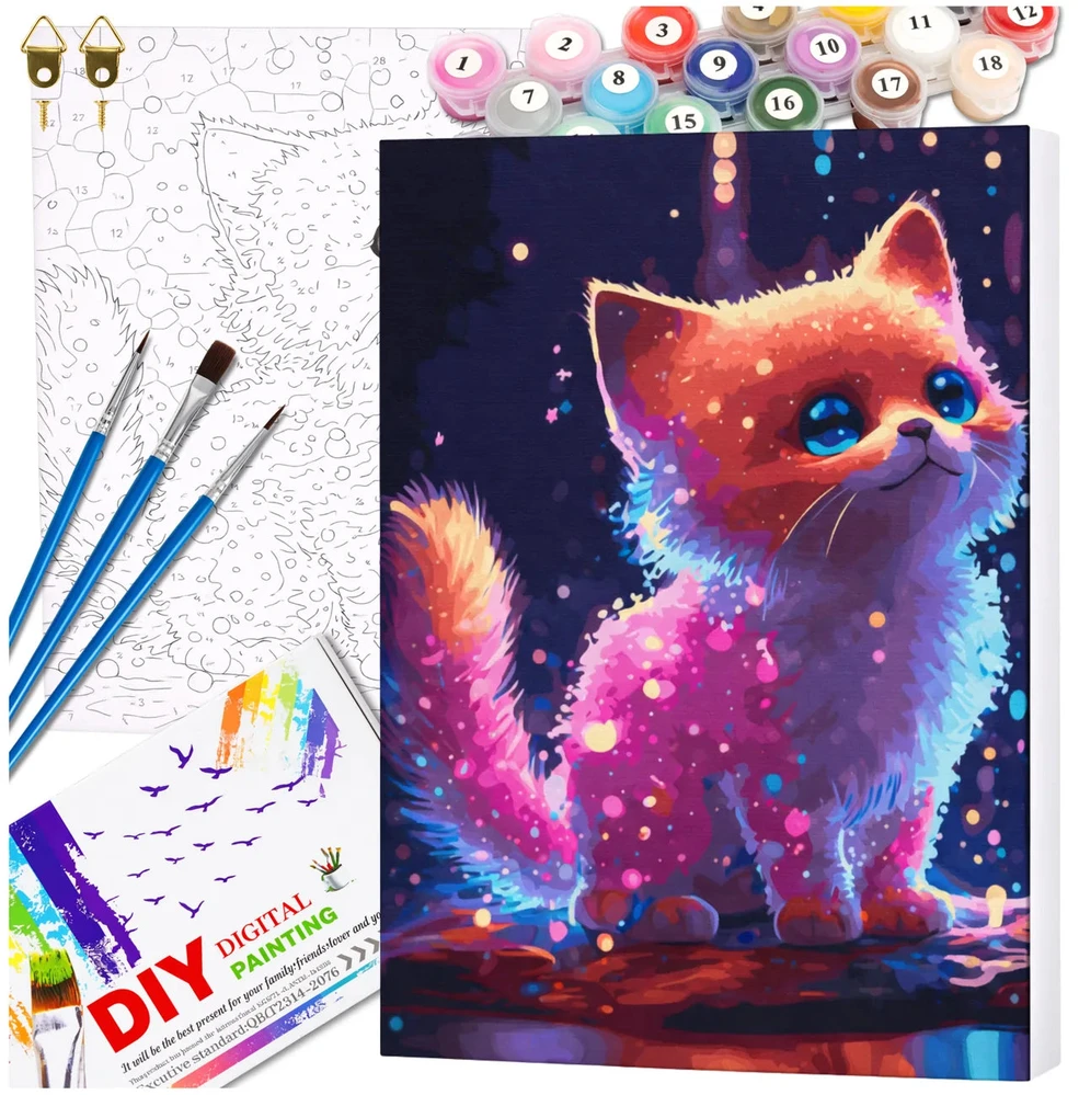 Tapyba pagal numerius su rėmu 40x50 cm „Spalvotas kačiukas“ TP47