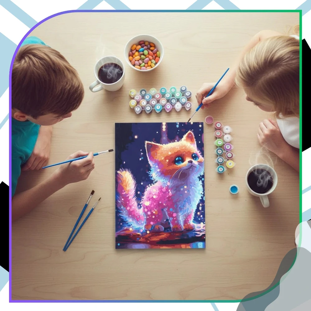 Tapyba pagal numerius su rėmu 40x50 cm „Spalvotas kačiukas“ TP47