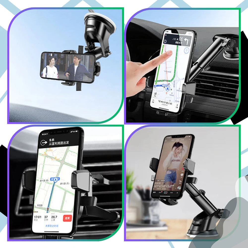 Teleskopinis automobilinis telefono laikiklis, juodas A2