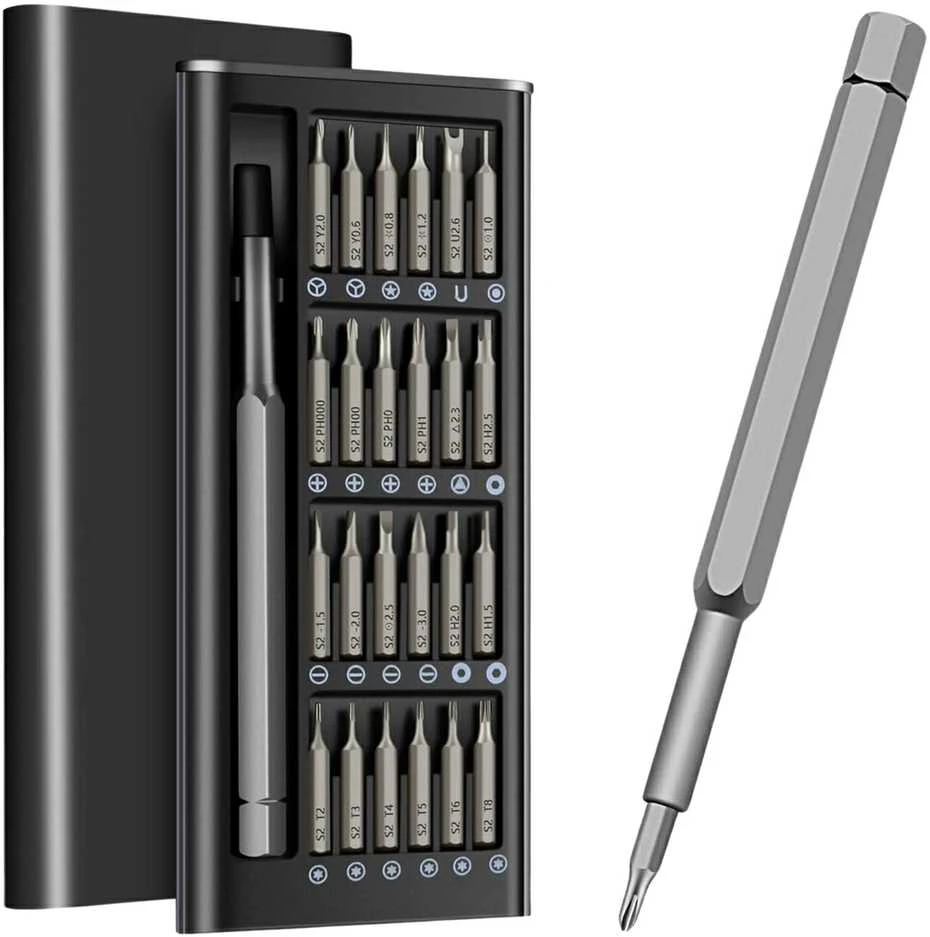 Tikslūs atsuktuvai 25v1, dėklas, TORX bitai