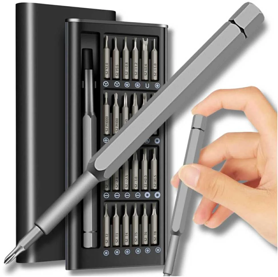 Tikslūs atsuktuvai 25v1, dėklas, TORX bitai