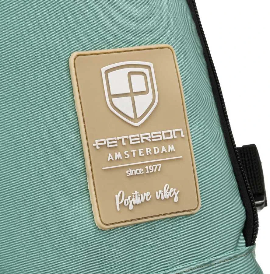 Turkio spalvos tekstilinė dviejų skyrių kelioninė kuprinė „Peterson“ su tvirtinimu prie lagamino ir USB jungtimi K47