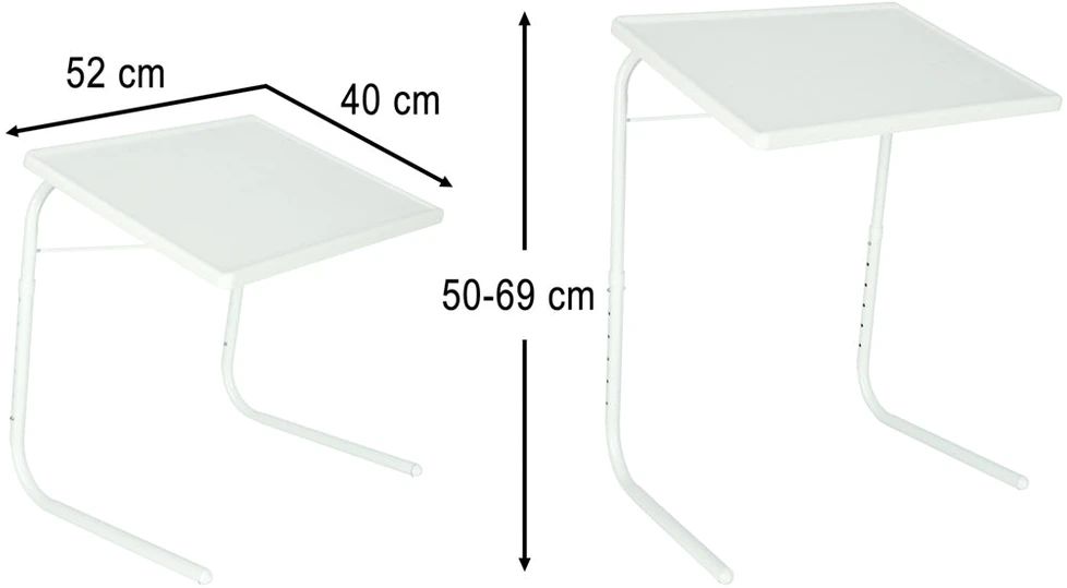 Universalus sulankstomas daugiafunkcinis stalas 52 x 40 cm ,baltas