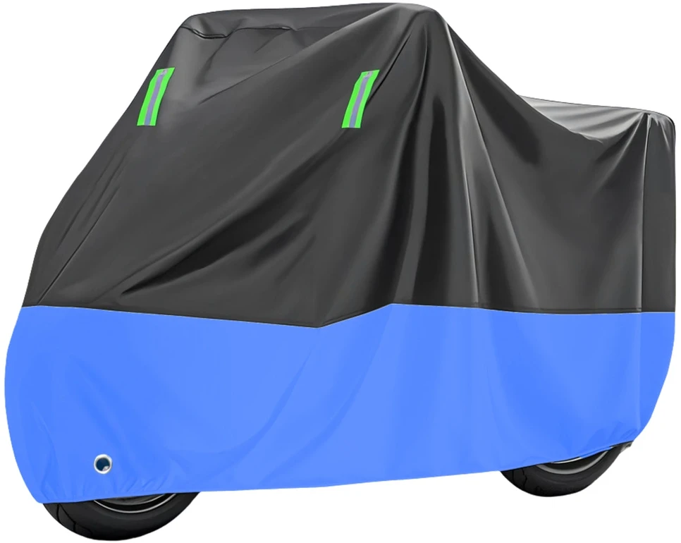 Bez Marki Vandeniui atsparus XL uždangalas motociklui, motoroleriui ar dviračiui 230 × 90 × 125 cm (juoda–mėlyna)