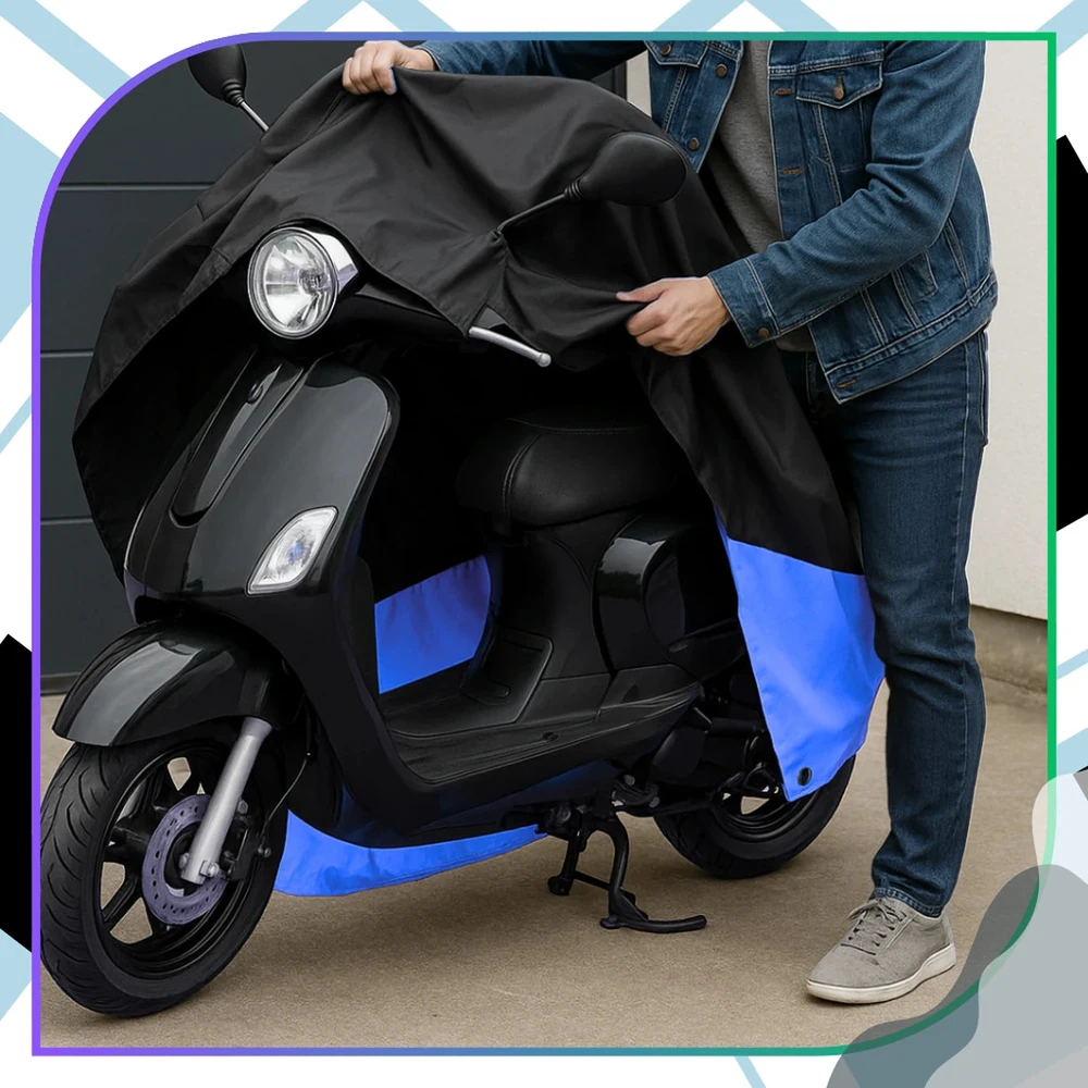 Bez Marki Vandeniui atsparus XL uždangalas motociklui, motoroleriui ar dviračiui 230 × 90 × 125 cm (juoda–mėlyna)