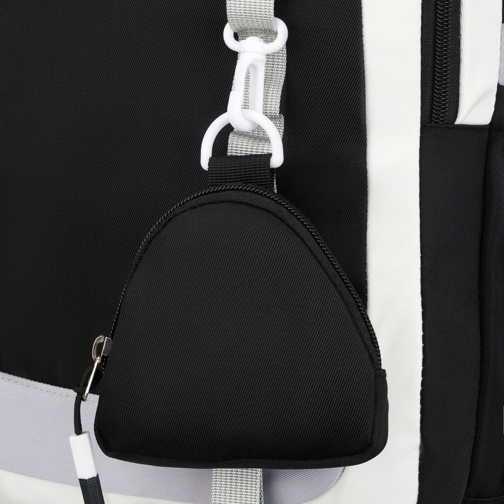 Vidutinė kuprinė unisex Peterson, balta ir juoda